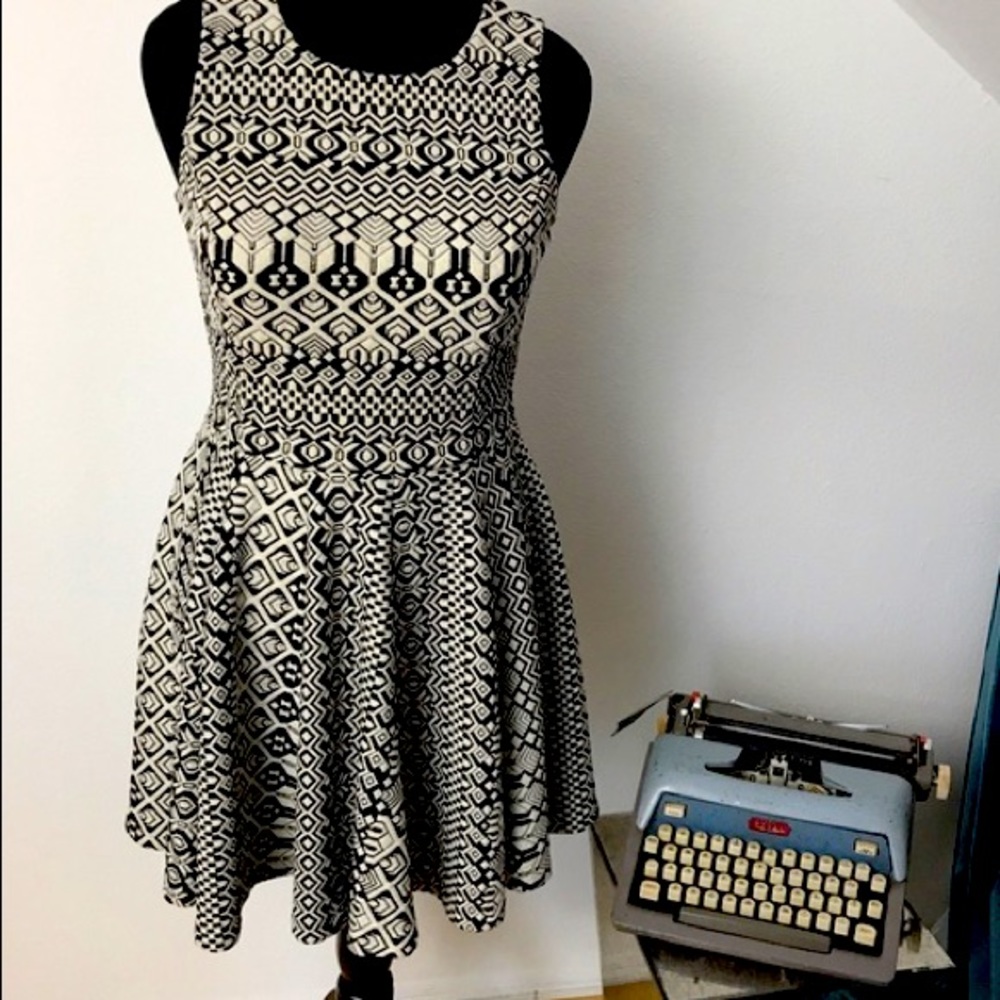 Cynthia Rowley Black and cream skater dress